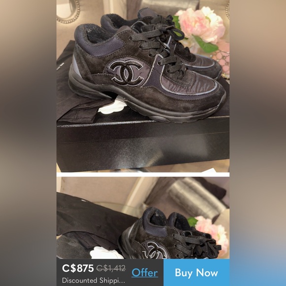 Chanel size 35.5 Interlocking CC Logo Leather Sneakers - Picture 12 of 13
